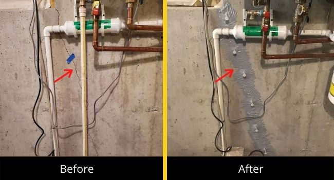 Vertical foundation crack